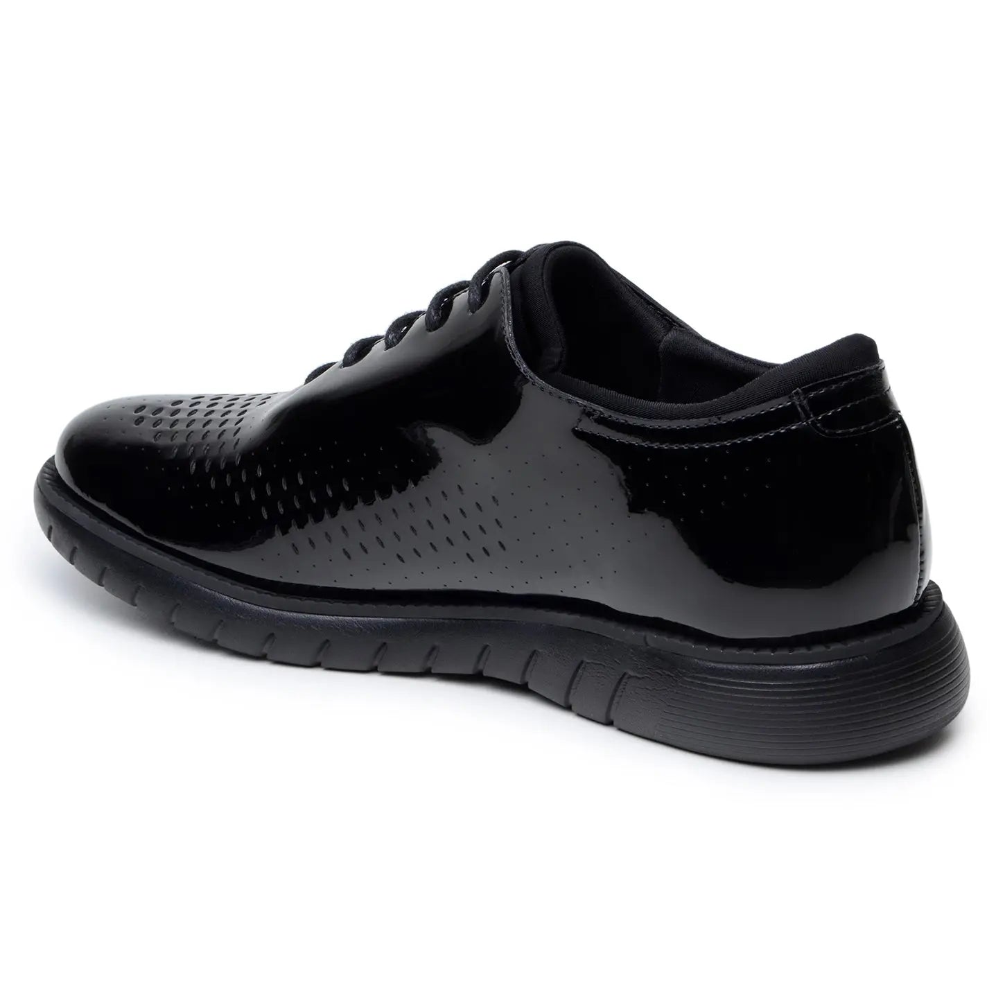 Belvedere Maxim Black Genuine Leather Laser Cut Patent/Neoprene Sneakers