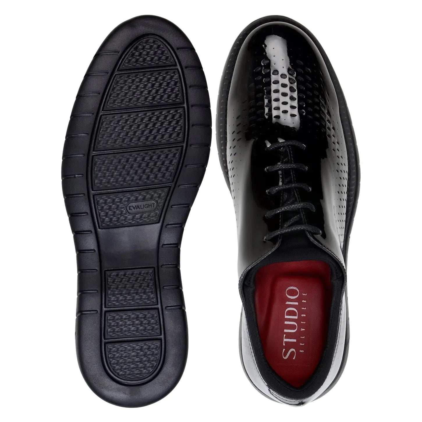 Belvedere Maxim Black Genuine Leather Laser Cut Patent/Neoprene Sneakers