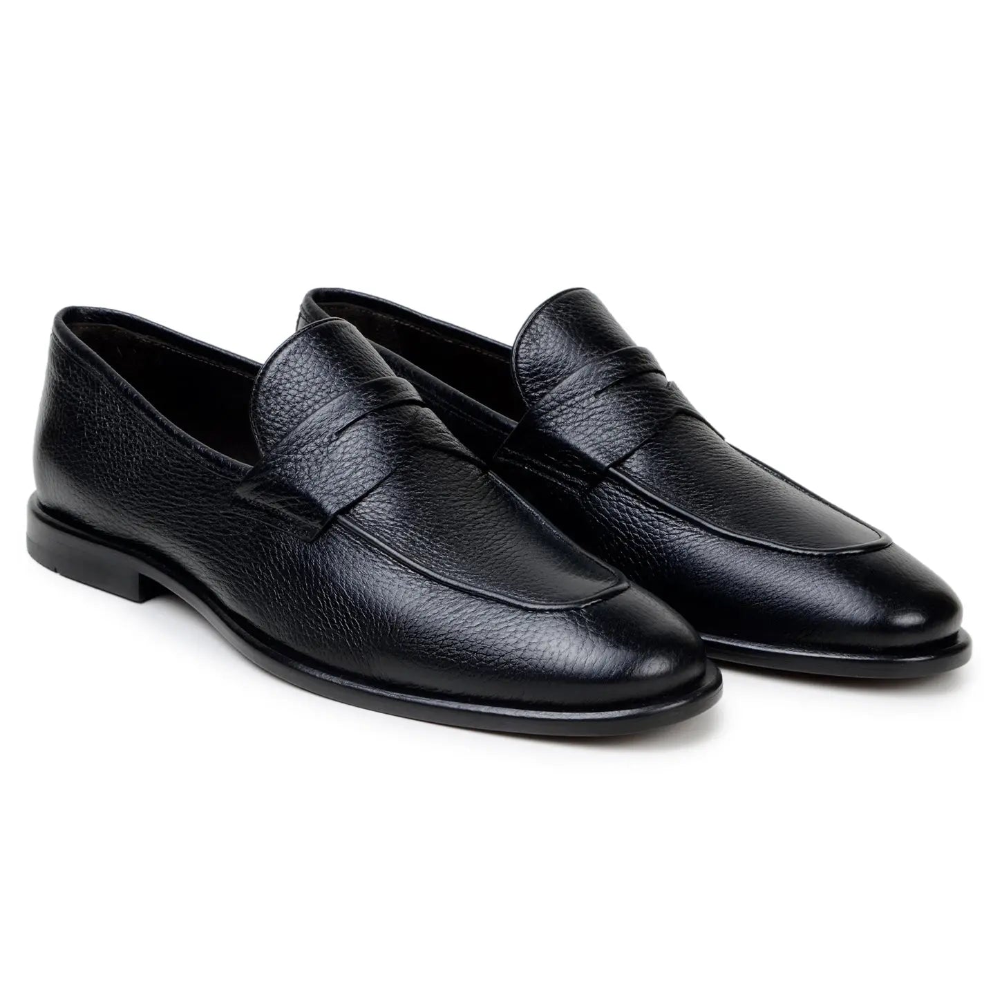 Belvedere Nohr Black Genuine Leather Italian Deerskin Loafers