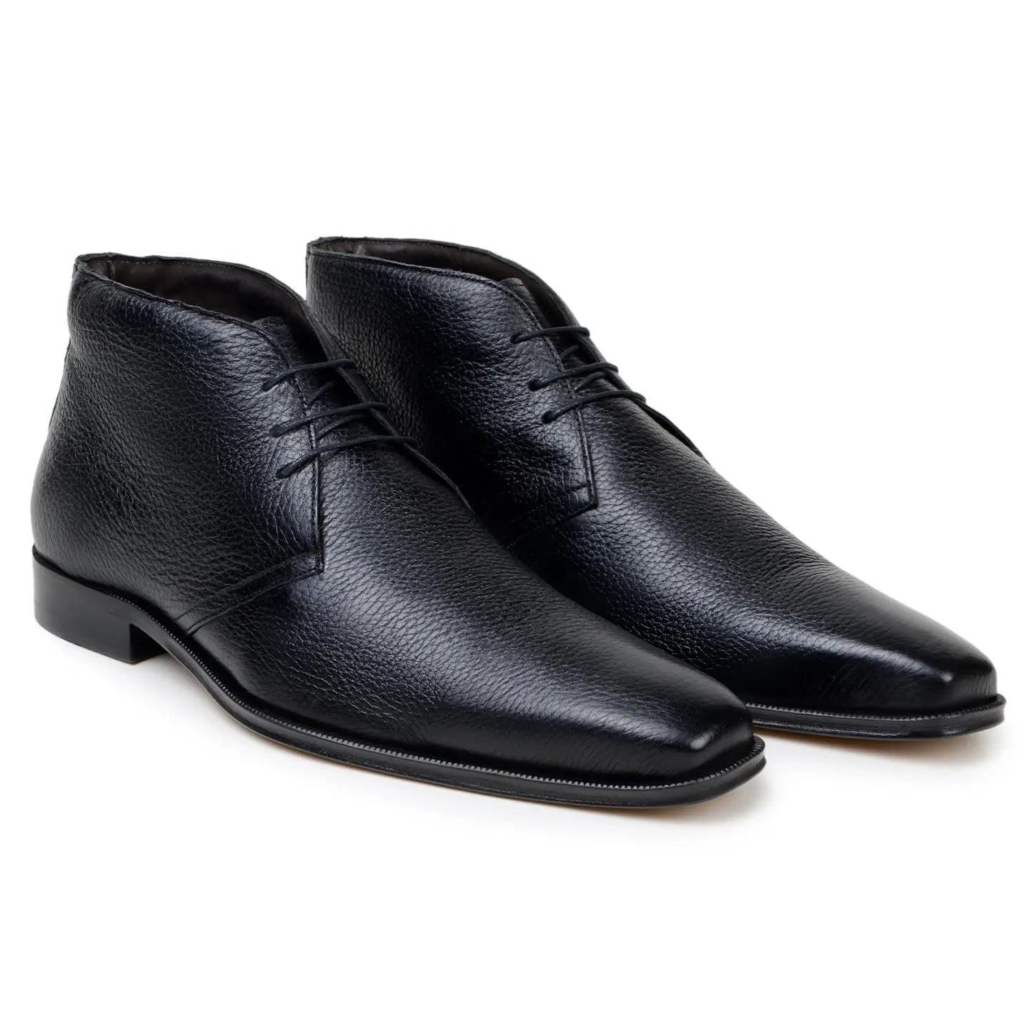 Belvedere Axel Black Genuine Leather Italian Deerskin Boots