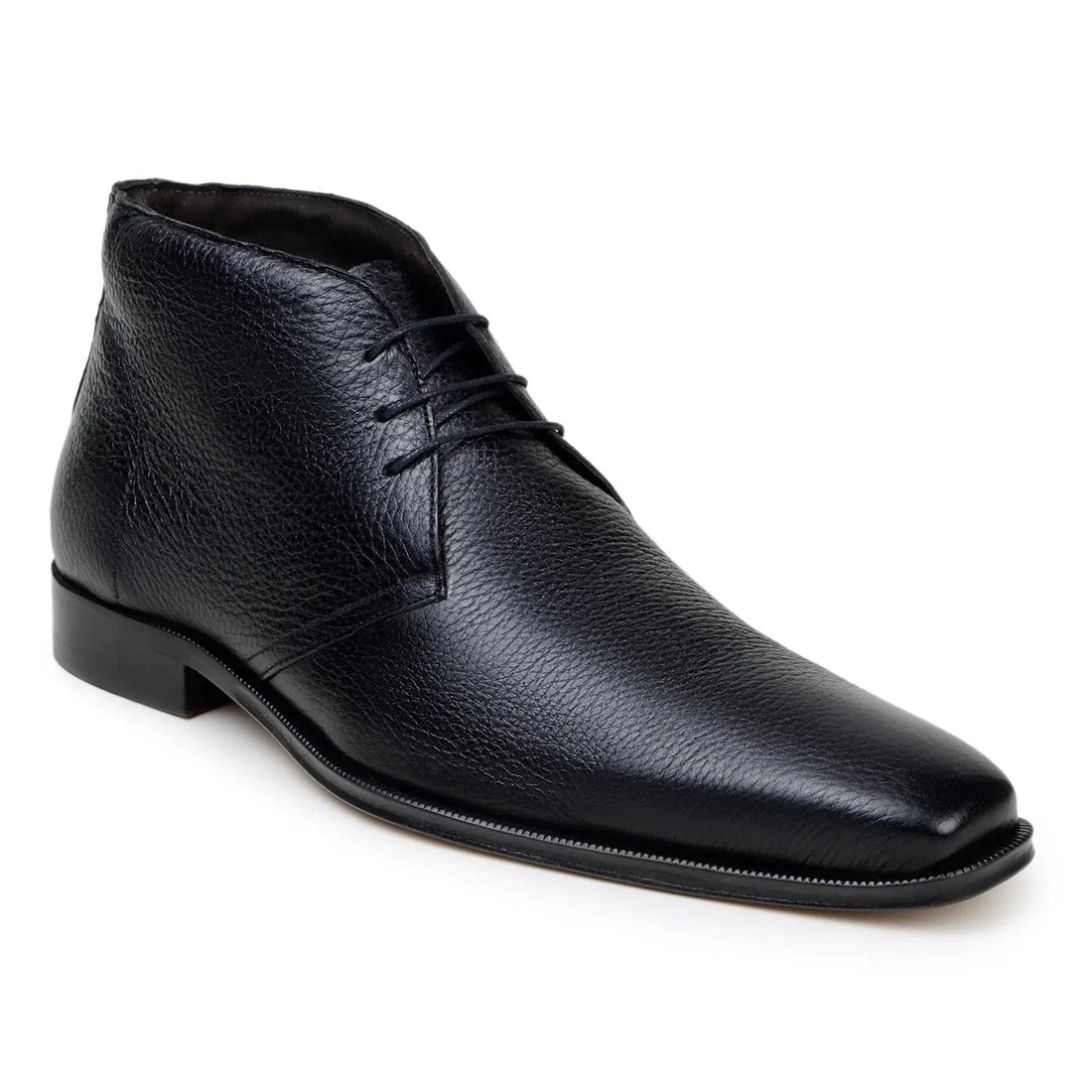 Belvedere Axel Black Genuine Leather Italian Deerskin Boots