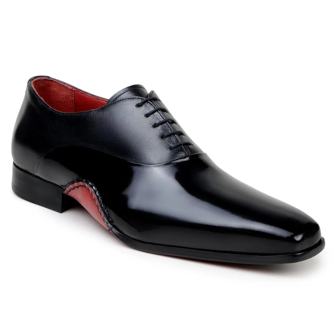 Belvedere Nero Black/Red Genuine Leather Italian Calf Oxfords