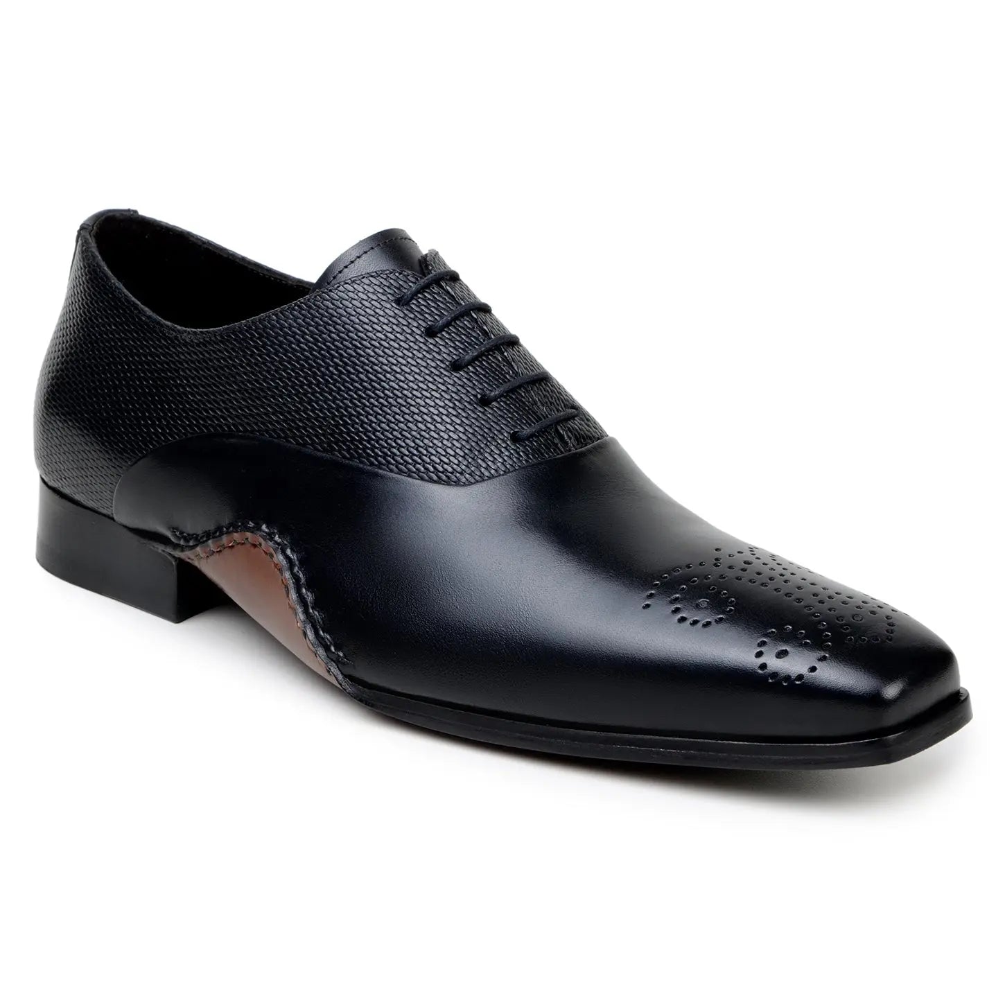Belvedere Saggio Black Genuine Leather Italian Calf Oxfords