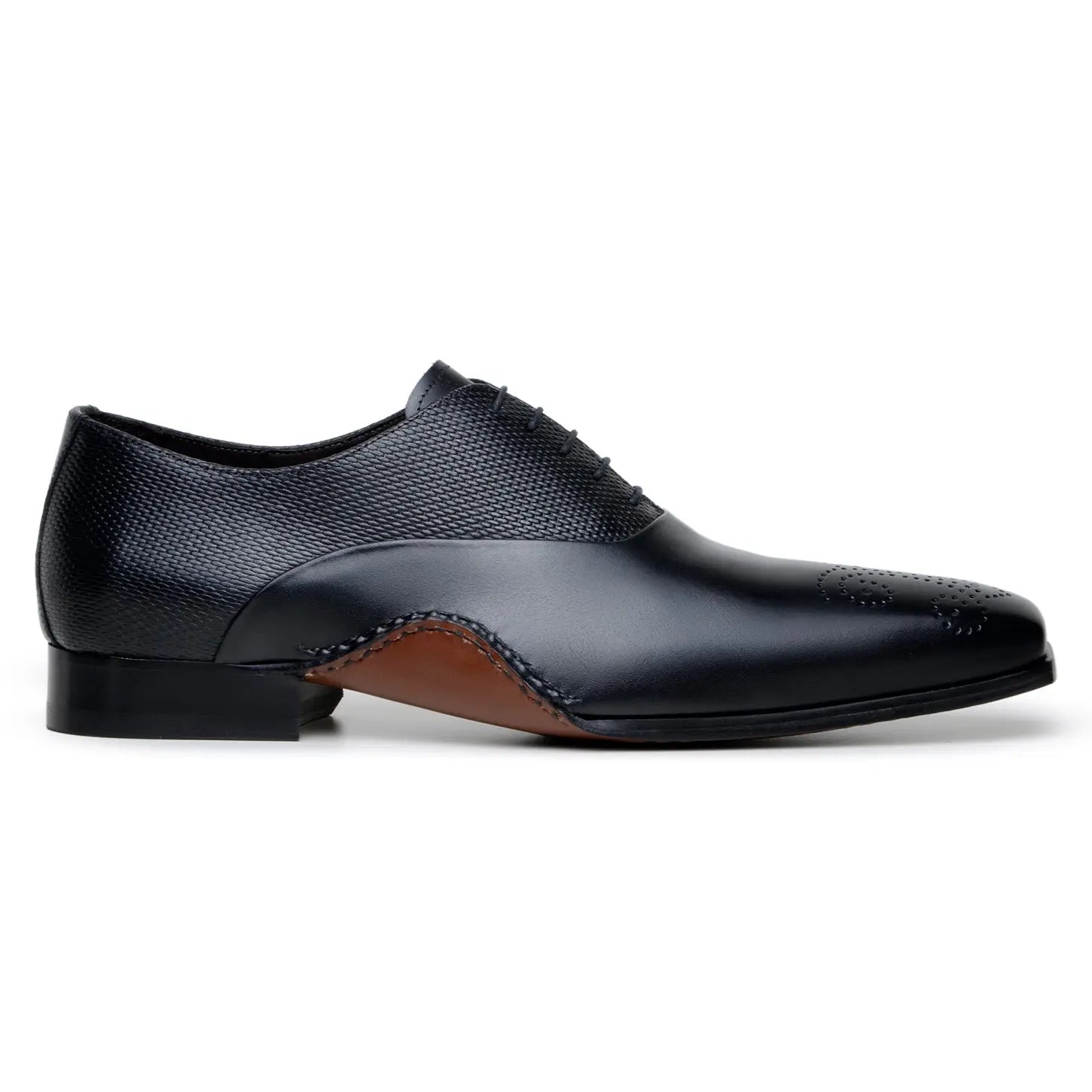 Belvedere Saggio Black Genuine Leather Italian Calf Oxfords