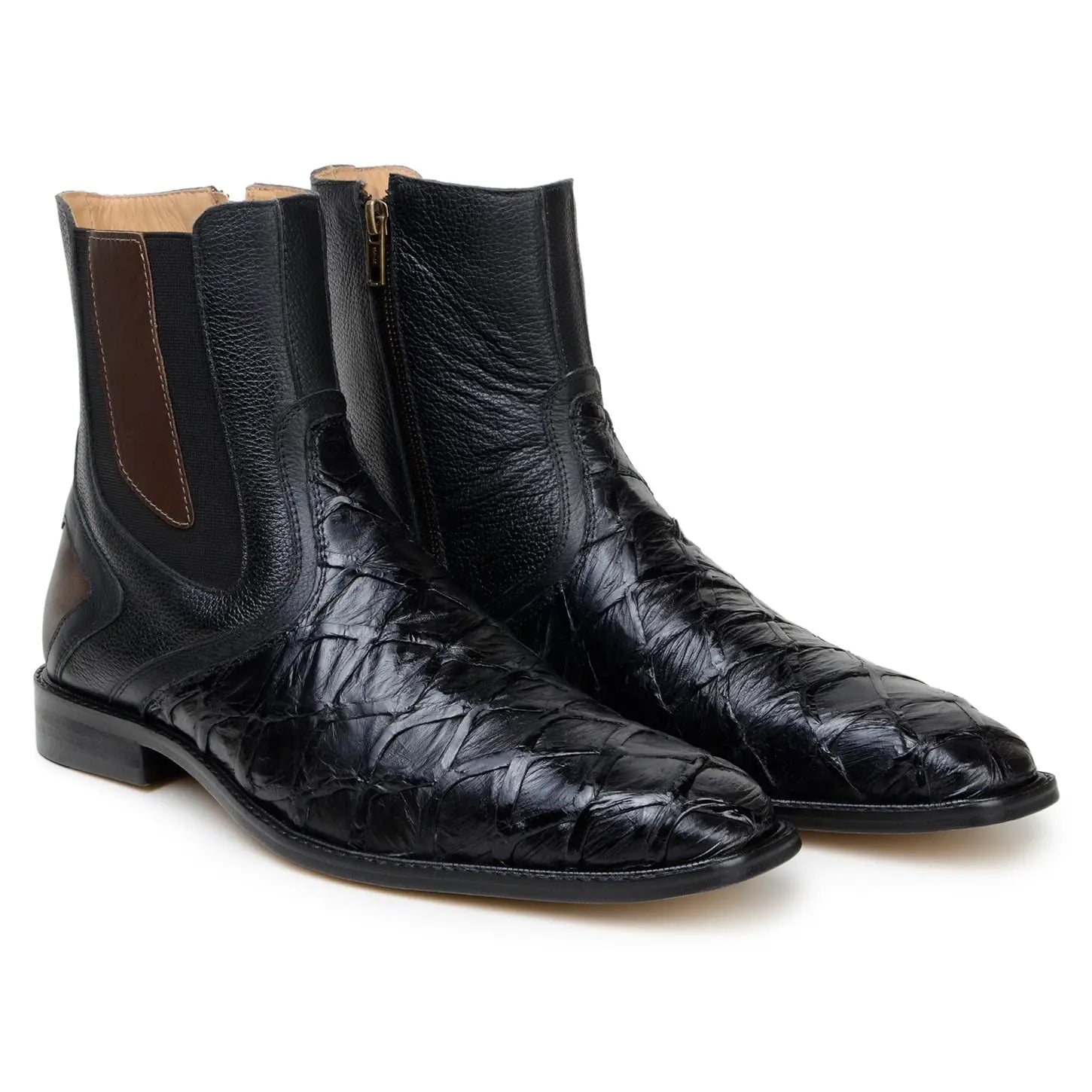 Belvedere Lima BR04 Black Genuine Pirarucu Boots