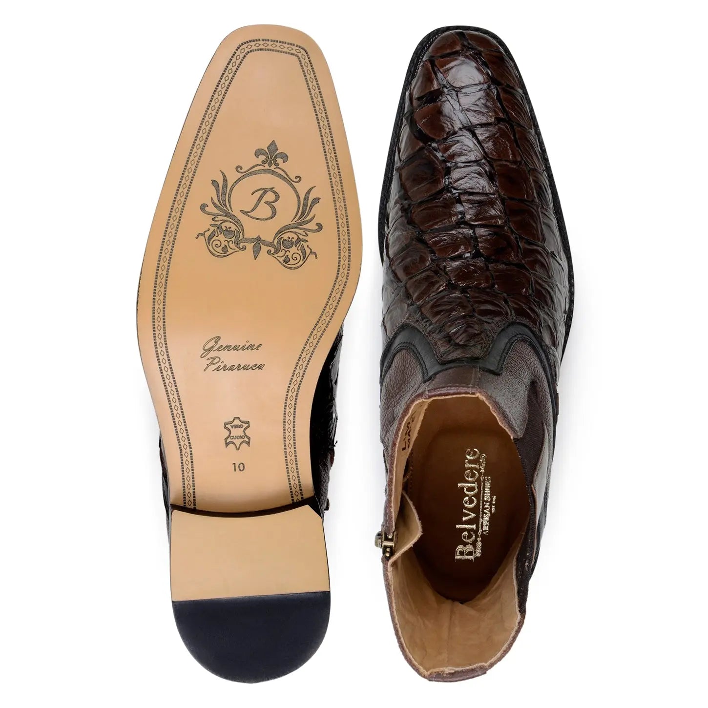 Belvedere Lima BR04 Brown Genuine Pirarucu Boots