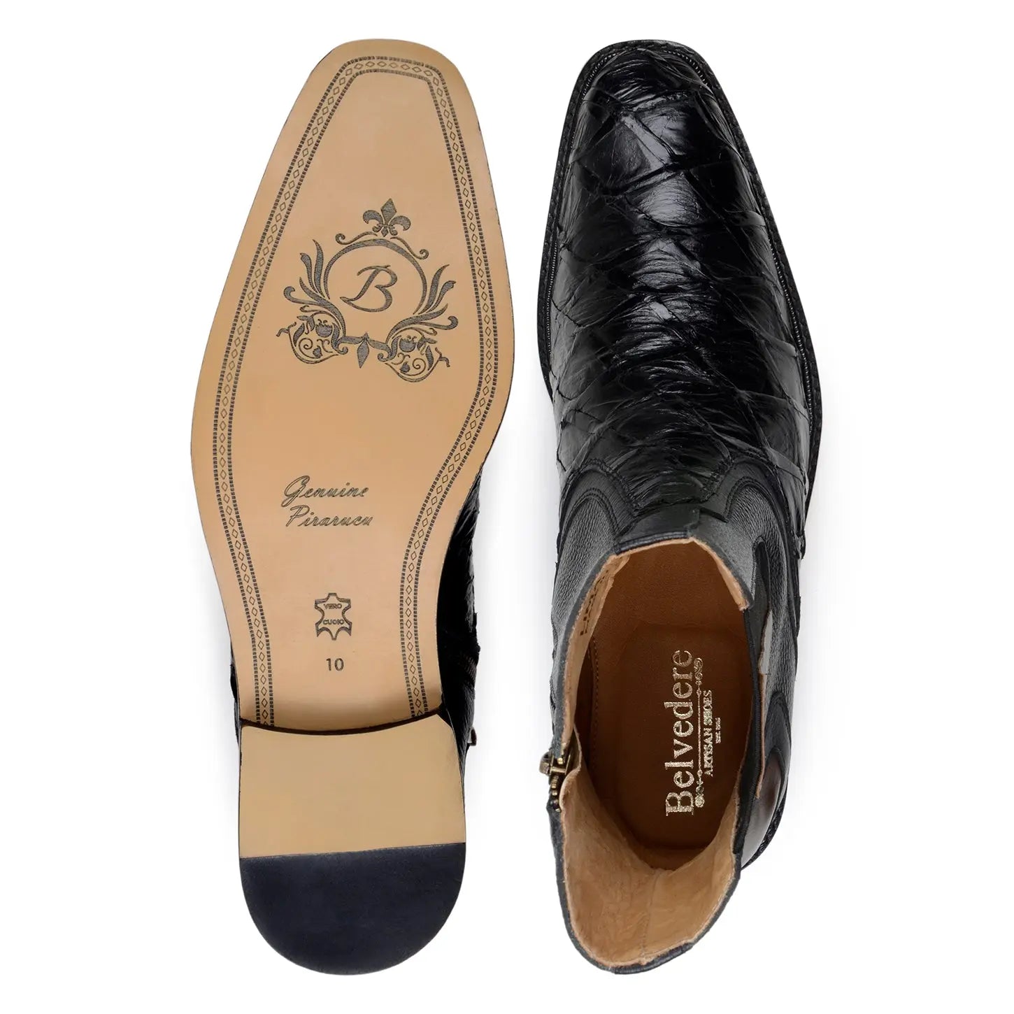 Belvedere Lima BR04 Black Genuine Pirarucu Boots