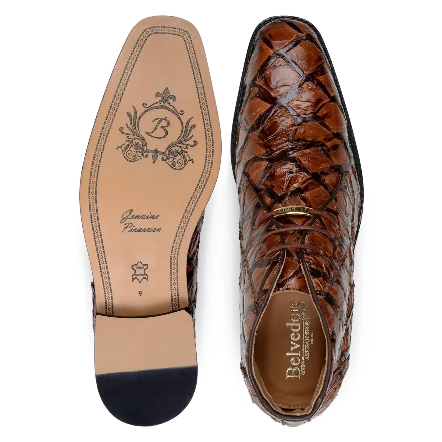 Belvedere Ciro BR03 Antique Almond Genuine Pirarucu Oxfords