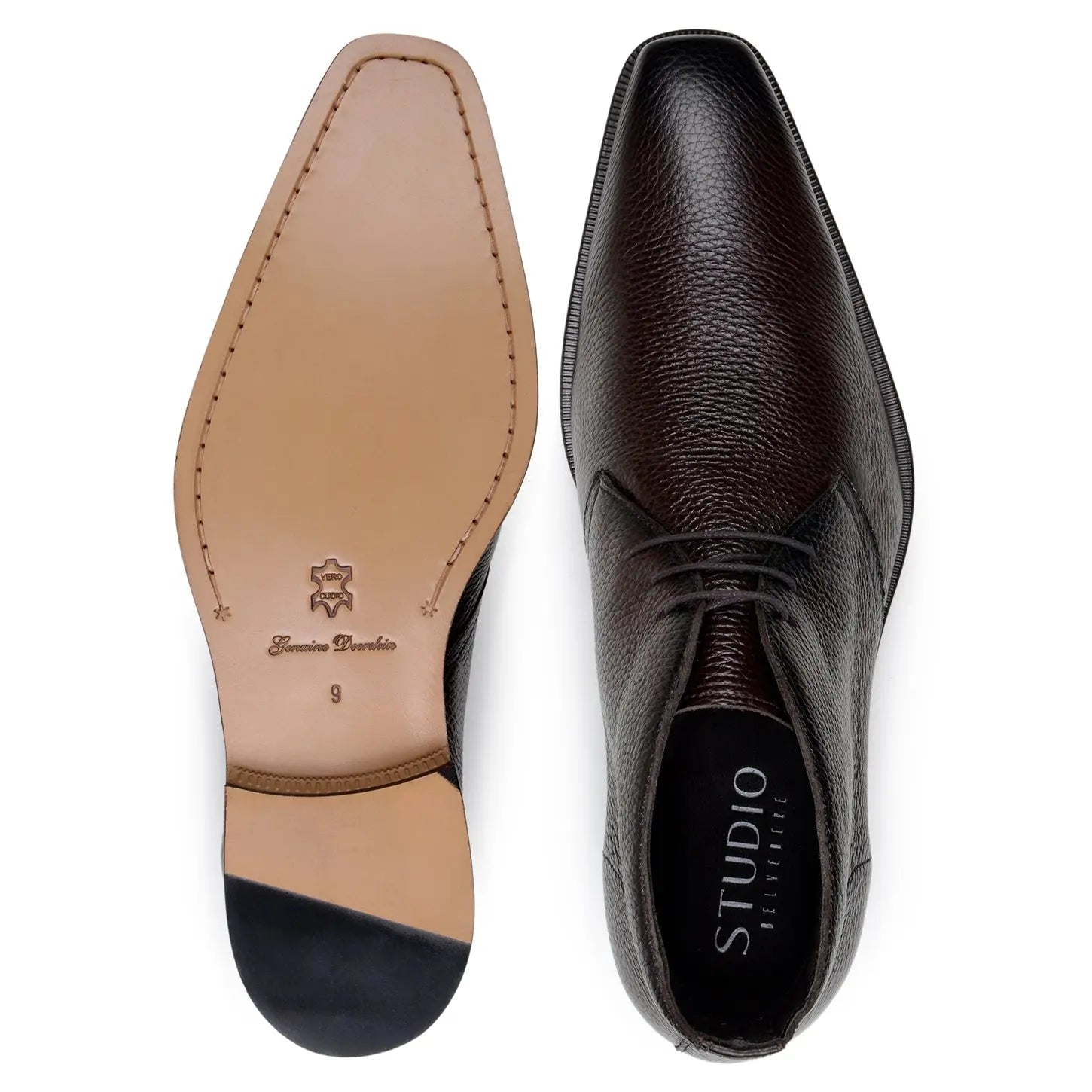 Belvedere Axel Brown Genuine Leather Italian Deerskin Boots