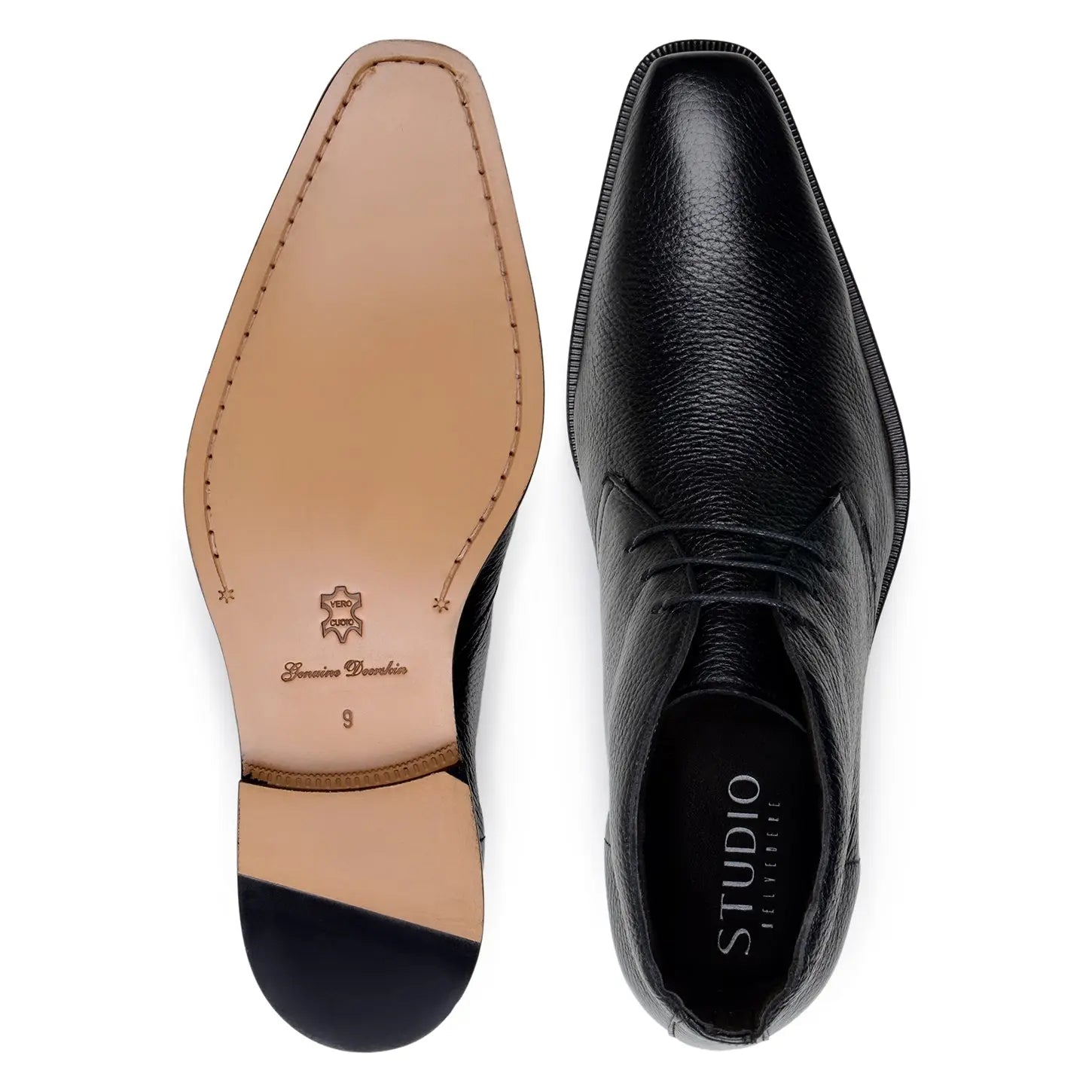 Belvedere Axel Black Genuine Leather Italian Deerskin Boots