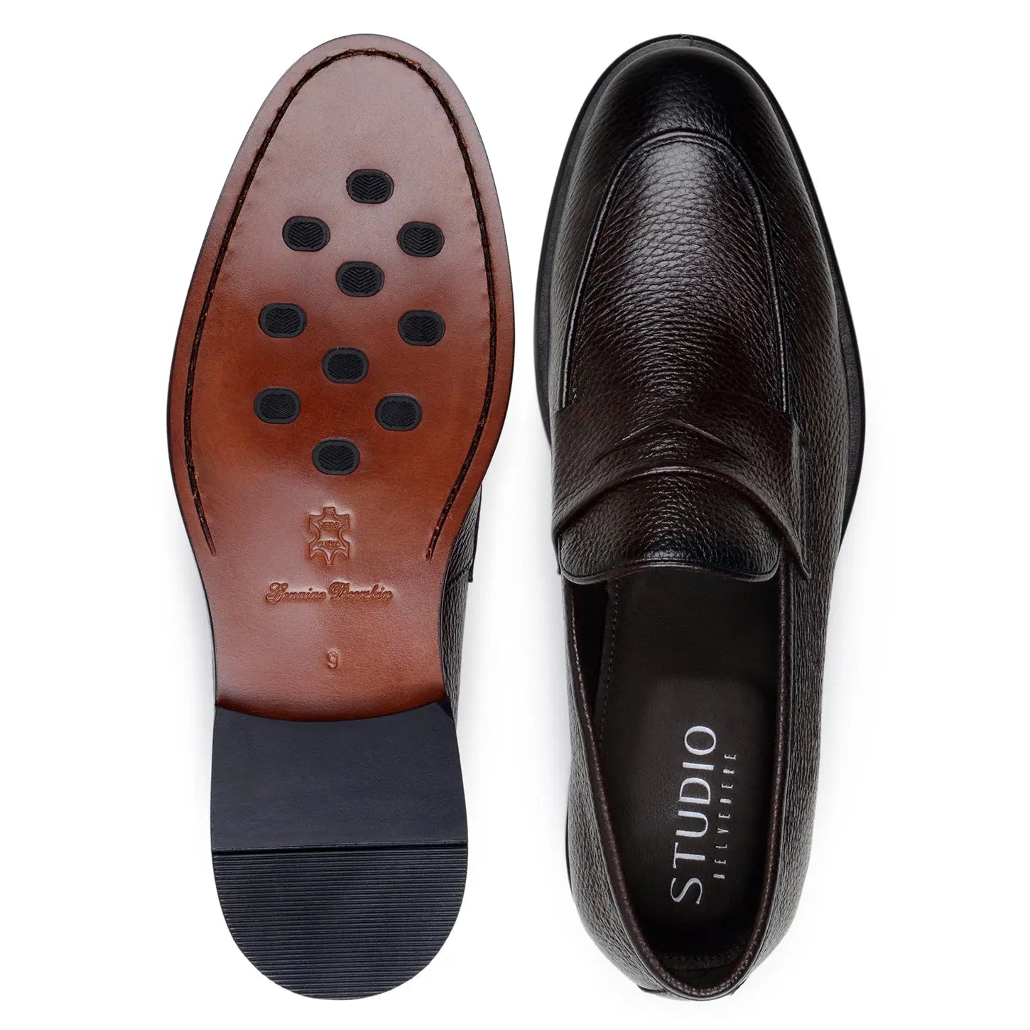 Belvedere Nohr Brown Genuine Leather Italian Deerskin Loafers