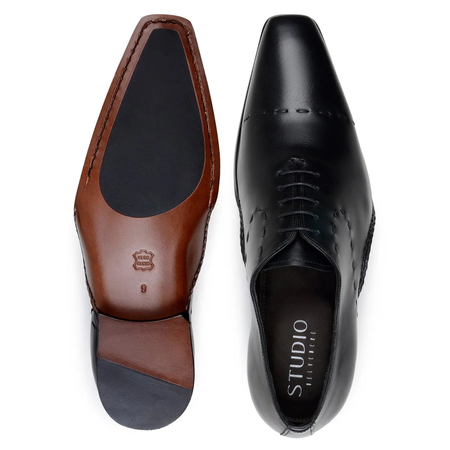 Belvedere Maestro Black Genuine Leather Italian Calf Oxfords