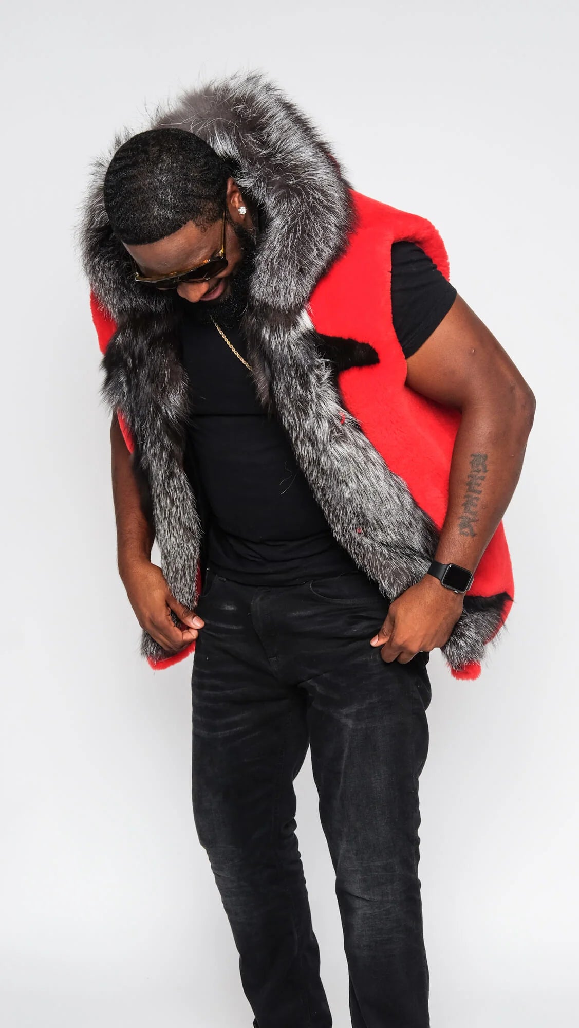 Jakewood 6500 Red Genuine Mouton Fur Vest