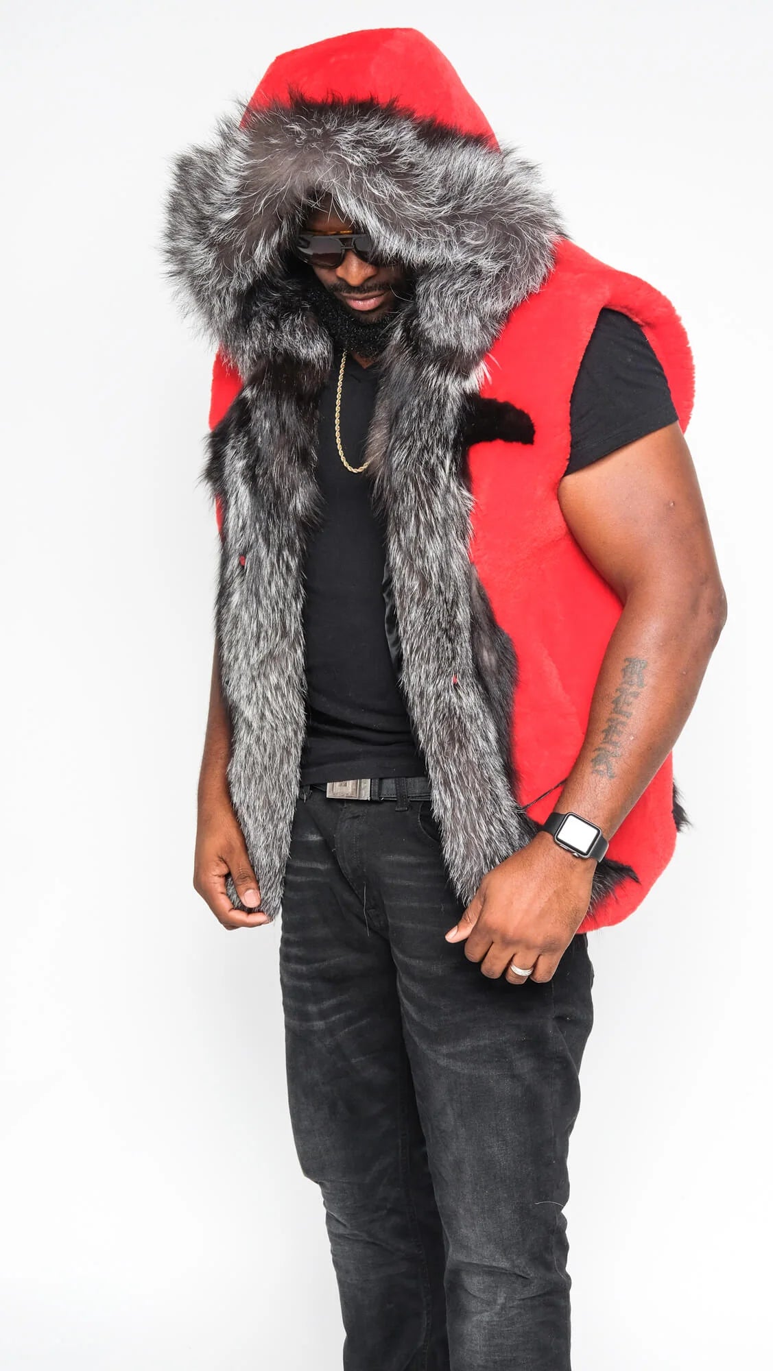 Jakewood 6500 Red Genuine Mouton Fur Vest