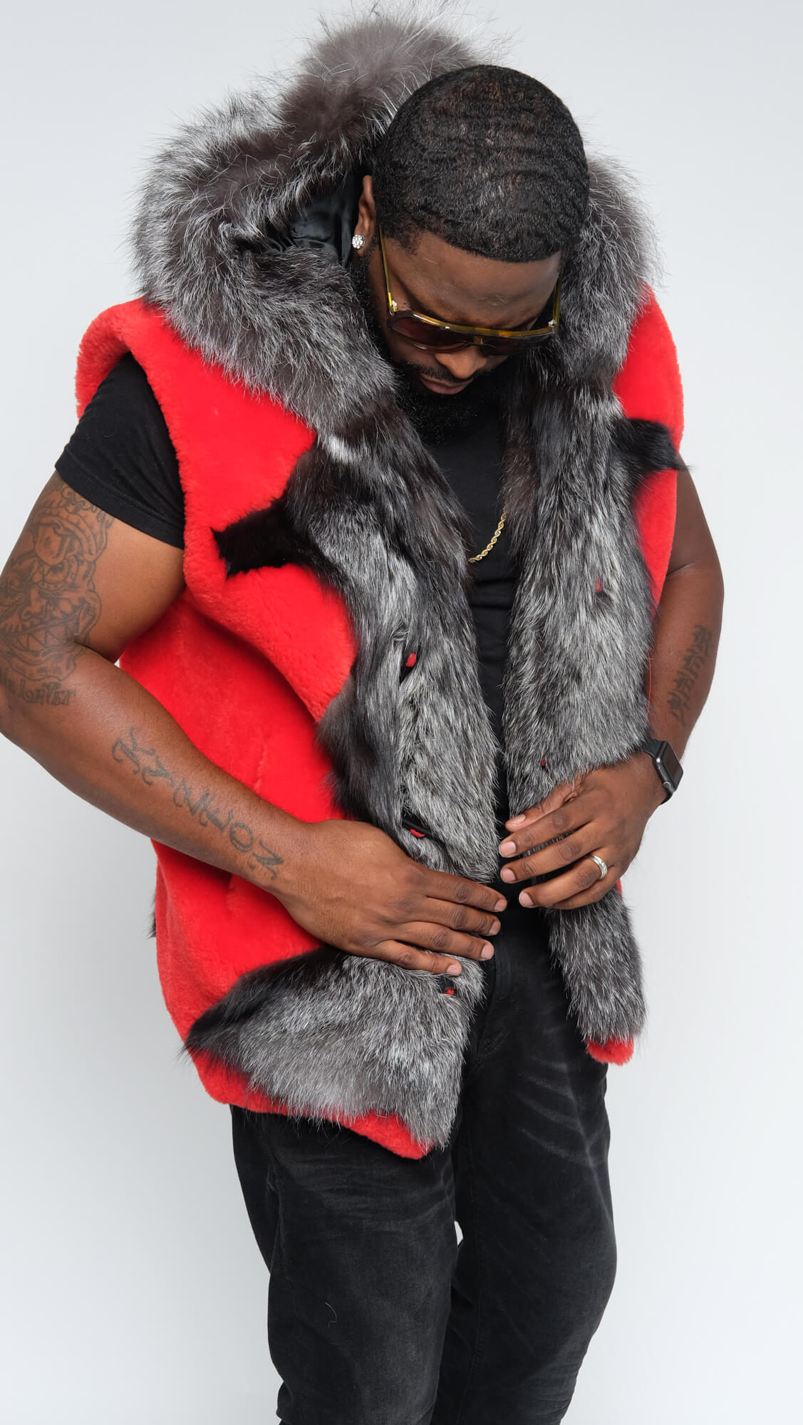 Jakewood 6500 Red Genuine Mouton Fur Vest