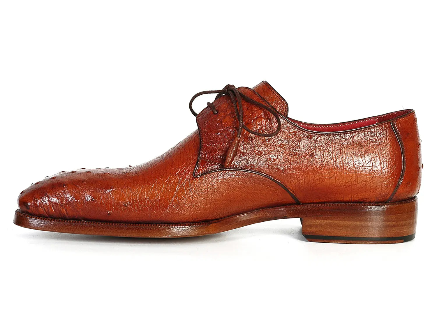 Paul Parkman Men's Tobacco Genuine Ostrich Derby Shoes (ID#33B76-TAB) PAUL PARKMAN