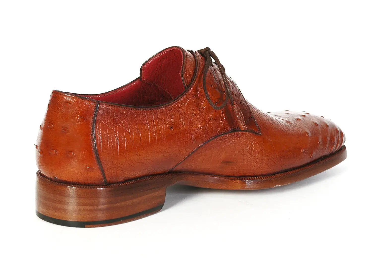 Paul Parkman Men's Tobacco Genuine Ostrich Derby Shoes (ID#33B76-TAB) PAUL PARKMAN