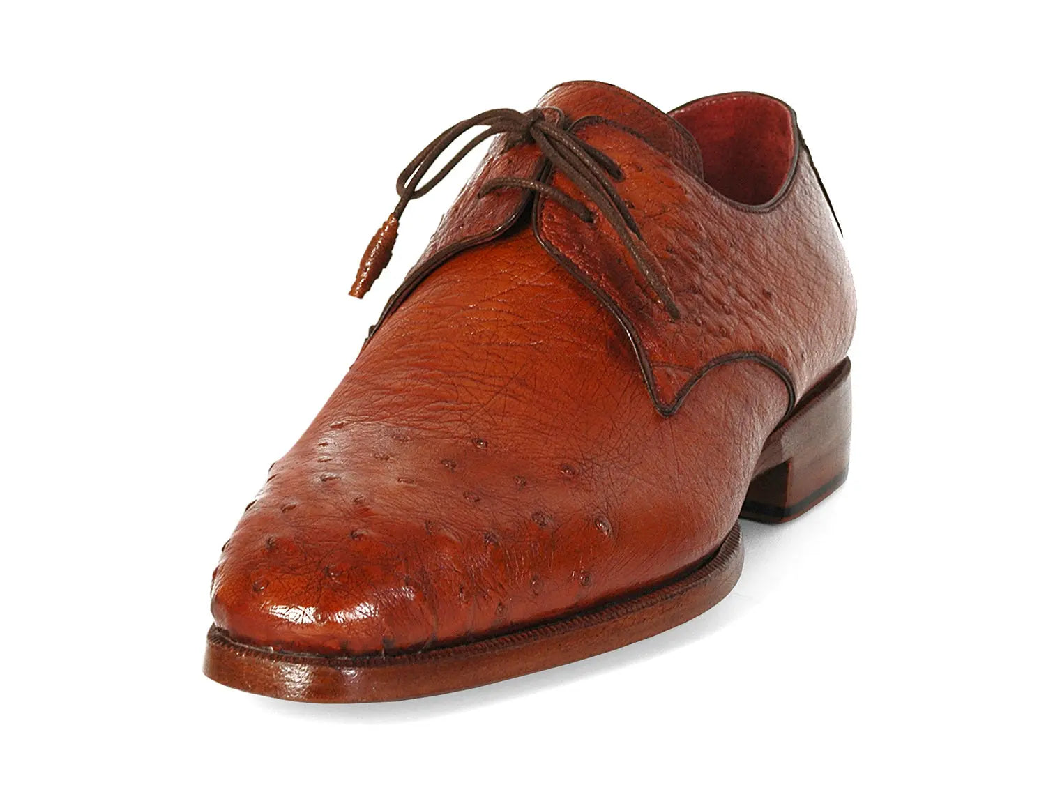 Paul Parkman Men's Tobacco Genuine Ostrich Derby Shoes (ID#33B76-TAB) PAUL PARKMAN