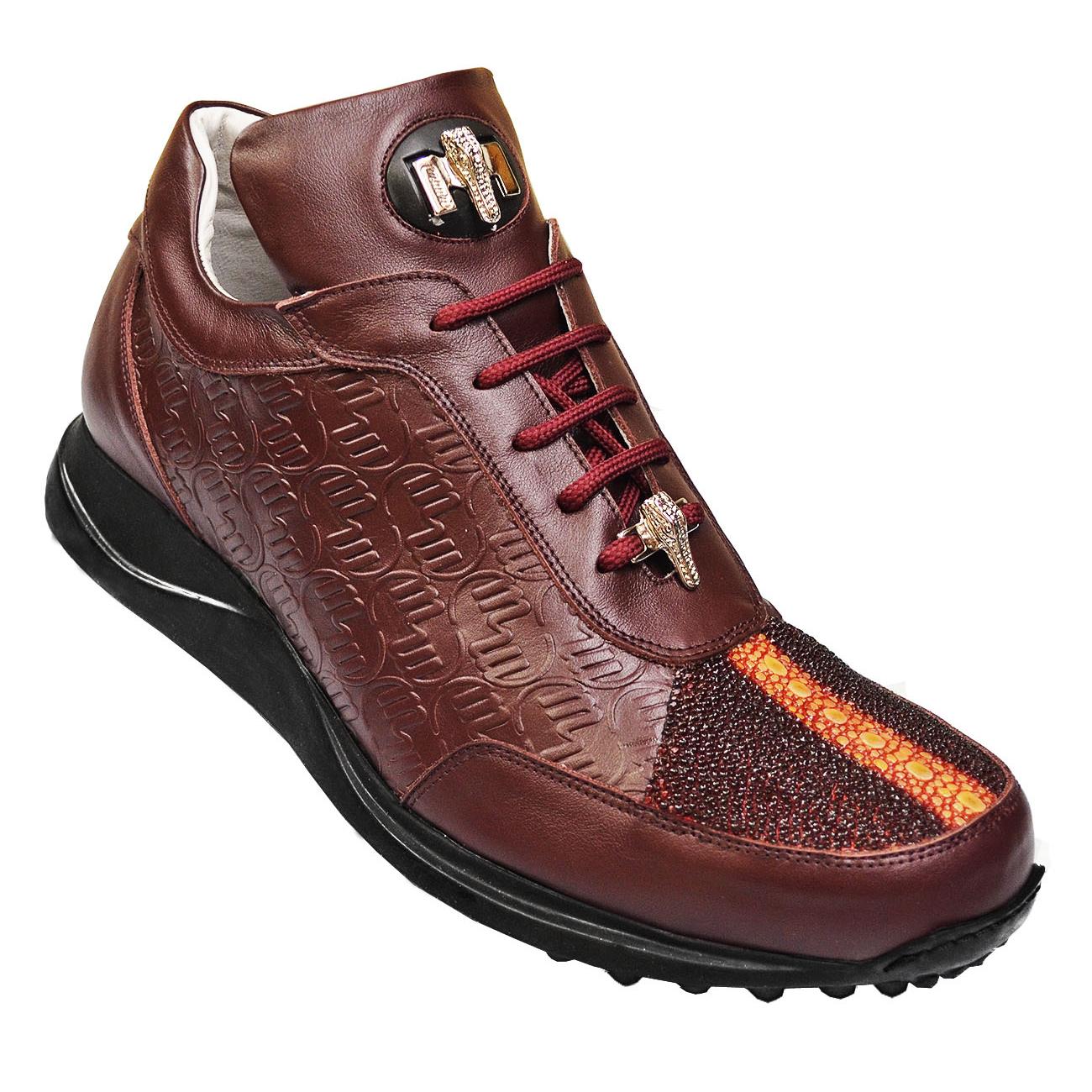 Mauri 8741 Highway Burgundy Genuine Stingray/Mauri Embossed Nappa Leather Casual Sneakers 