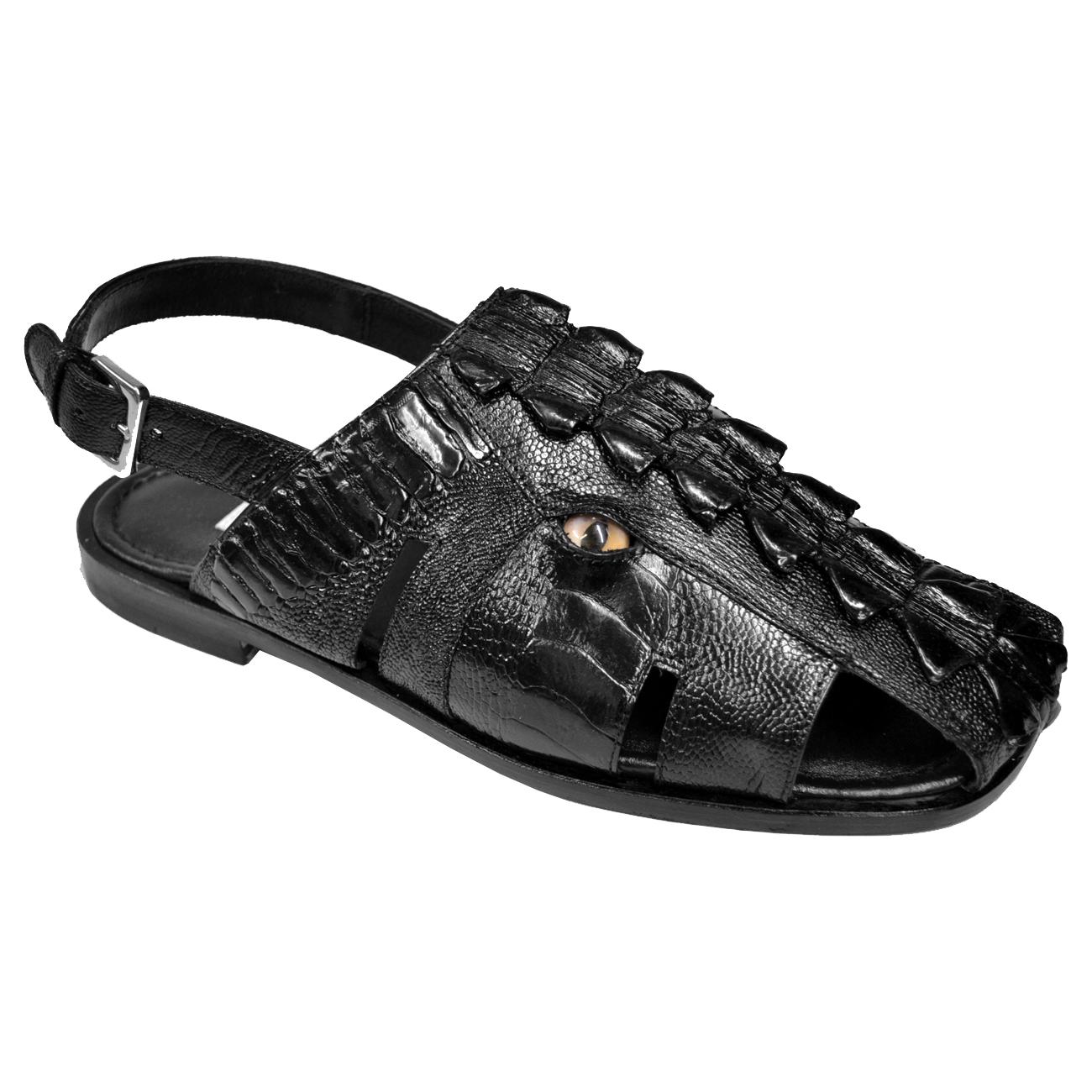 Mauri Mayhem 5133 Black Crocodile Tail/Ostrich Leg Eyes Sandals 