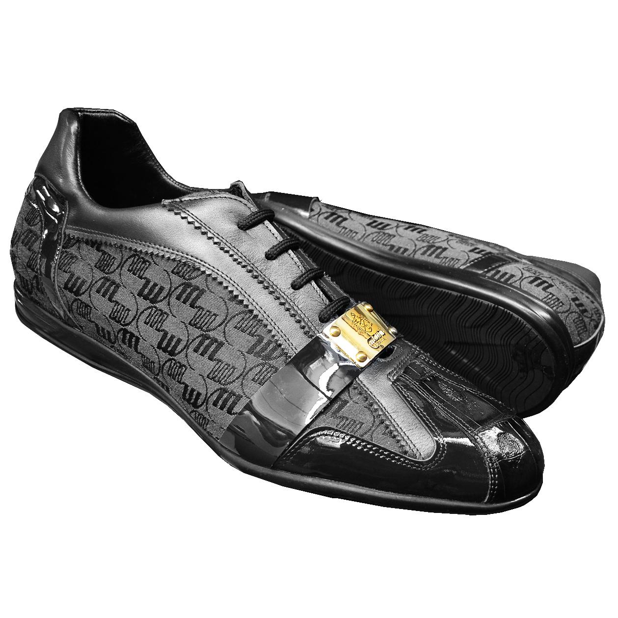 Mauri 8665 Black/Charcoal Grey Crocodile/Patent Leather/Mauri Fabric Sneakers