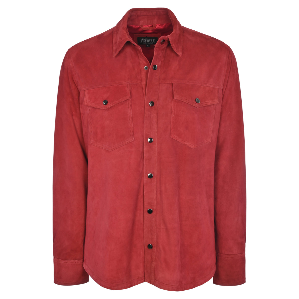 Jakewood 2512 Cherry Red Genuine Suede Leather Shirt