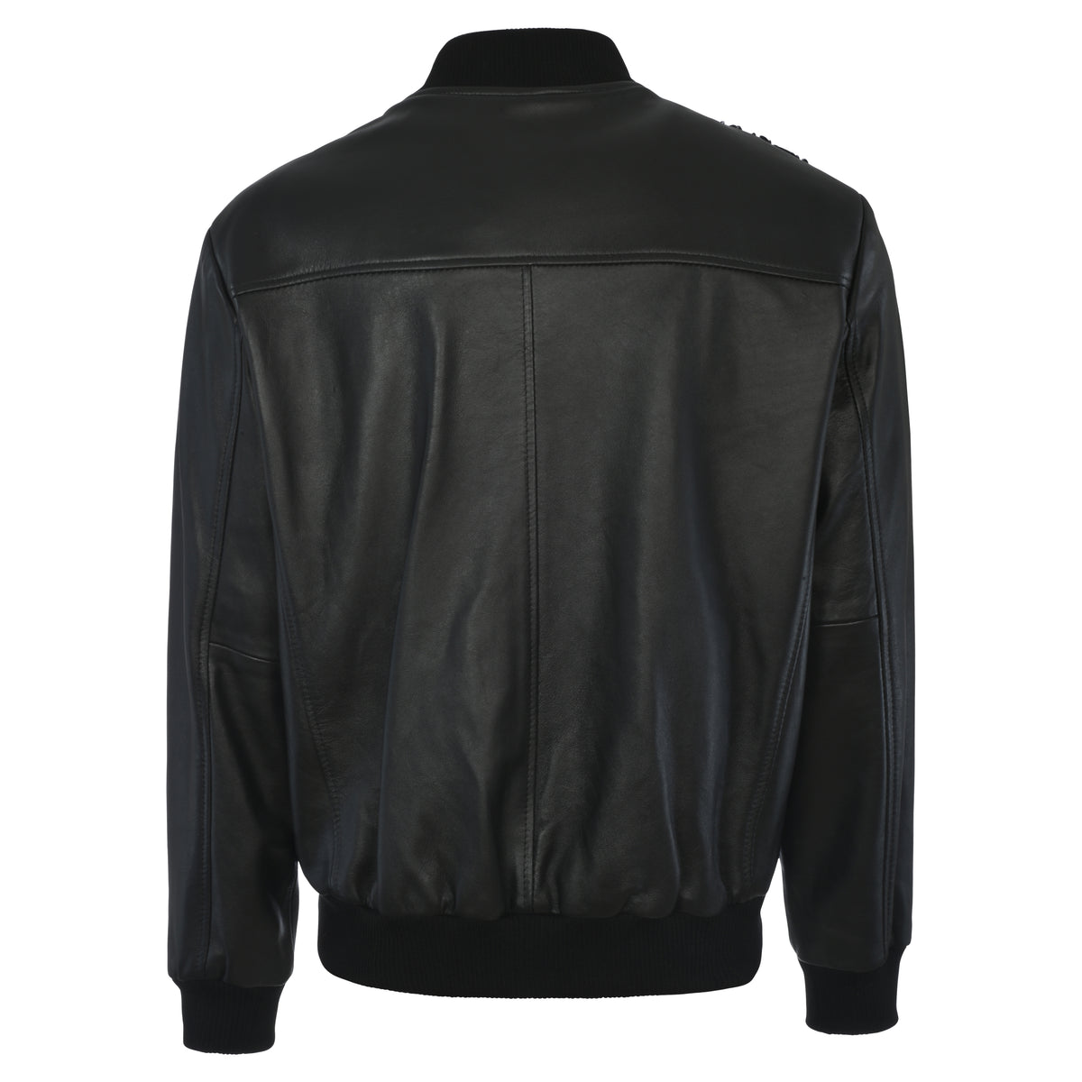 Jakewood 3443 Black Genuine Persian Lamb/Leather Baseball Bomber Jacket