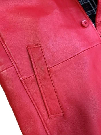 Jakewood 3200 Red Genuine Leather 7/8 Single Breasted Coat