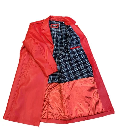 Jakewood 3200 Red Genuine Leather 7/8 Single Breasted Coat