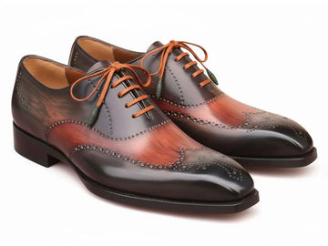 Paul Parkman Men's Green/Brown Goodyear Welted Wingtip Oxfords (ID#E271) PAUL PARKMAN