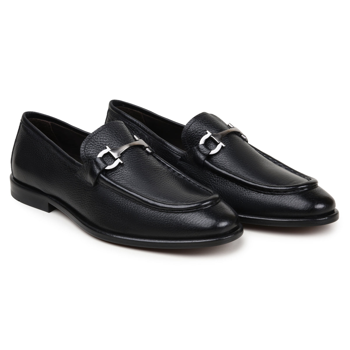 Belvedere Emilio Black Genuine Leather Italian Deerskin Loafers