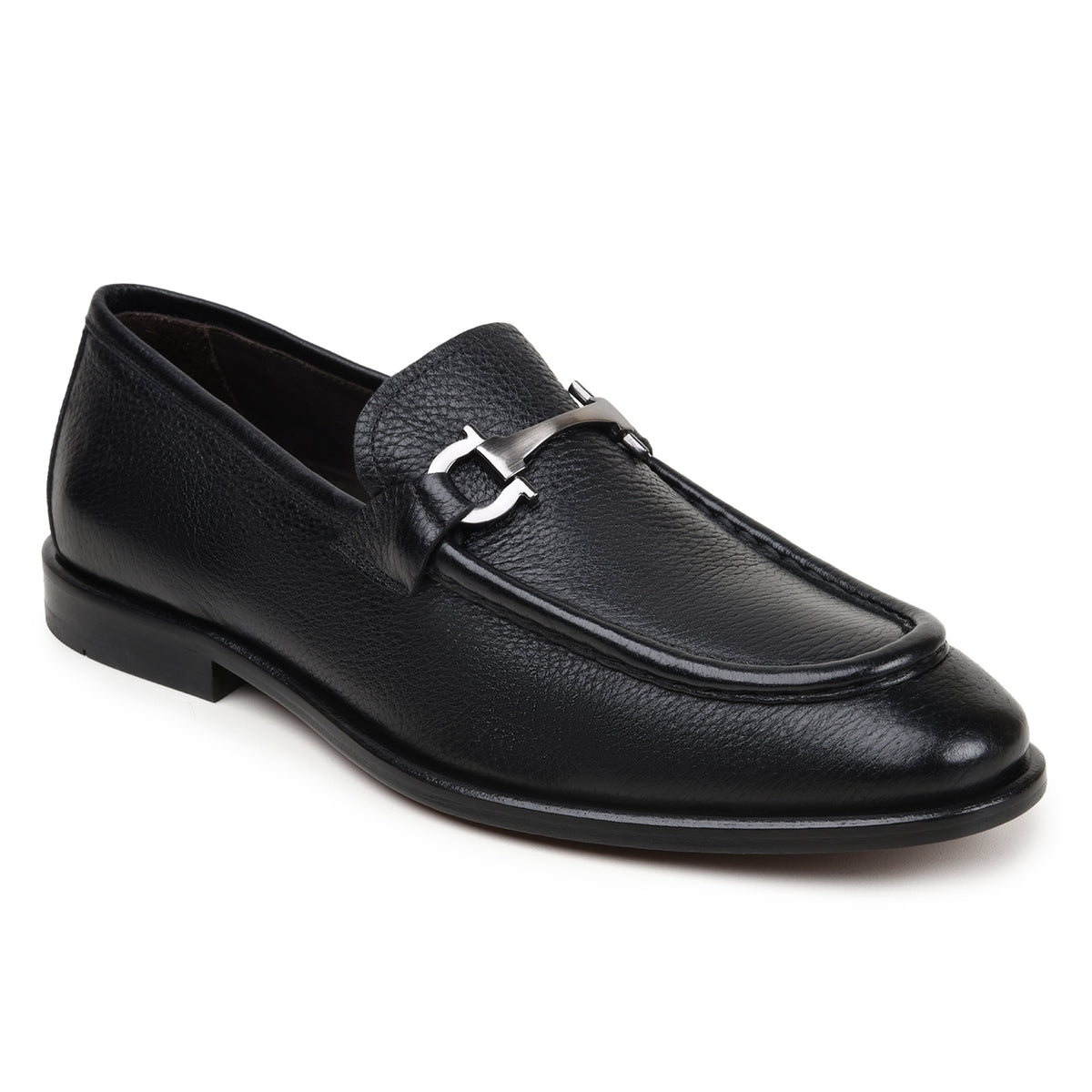 Belvedere Emilio Black Genuine Leather Italian Deerskin Loafers