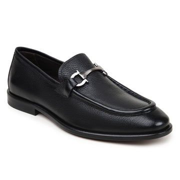 Belvedere Emilio Black Genuine Leather Italian Deerskin Loafers