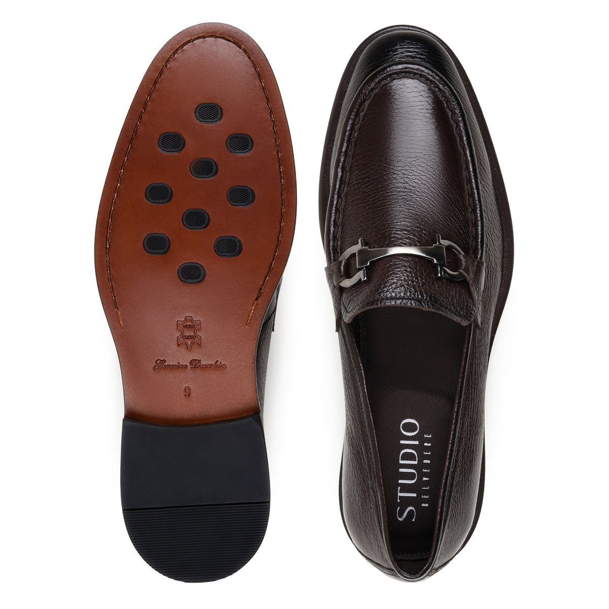 Belvedere Emilio Brown Genuine Italian Deerskin Leather Loafers