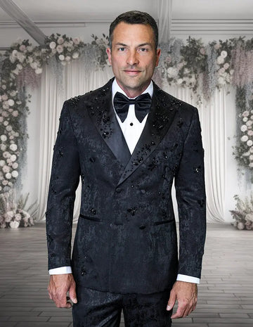 Statement Enzo Black Rhinestone Vested Tuxedo