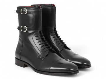 Paul Parkman Men's High Boots Black Calfskin (ID#F555-BLK) PAUL PARKMAN