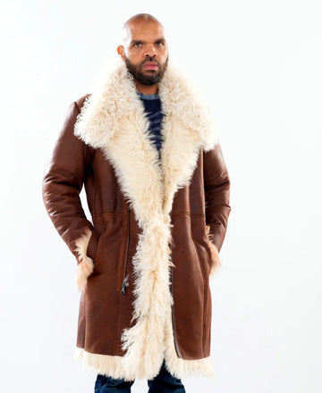 Jakewood 4430 Brown Genuine Mongolian Sheepskin/Fur Coat