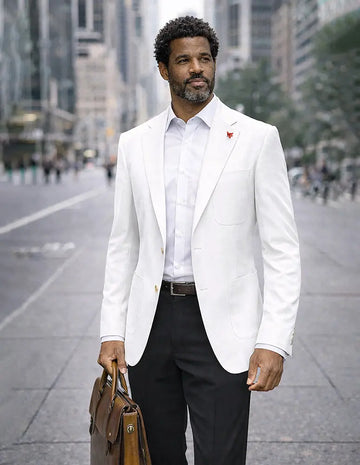 Statement Feraro White Superfine Italian Wool Blazer