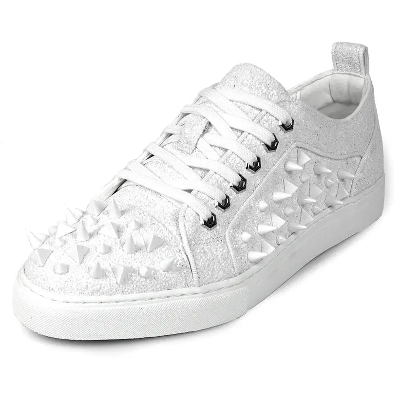 Fiesso FI-2429 White Glitter White Spikes Low Cut Encore Sneakers