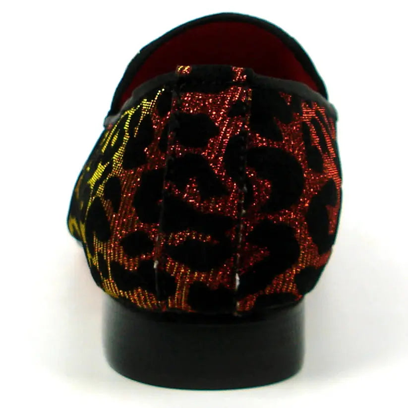 Fiesso FI-7422 Red/Black Crystals Slip on Loafers