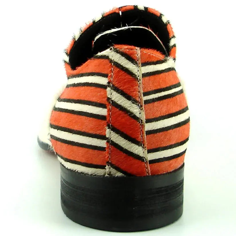 Fiesso FI-7366 Red Beige Pony Hair Oxfords