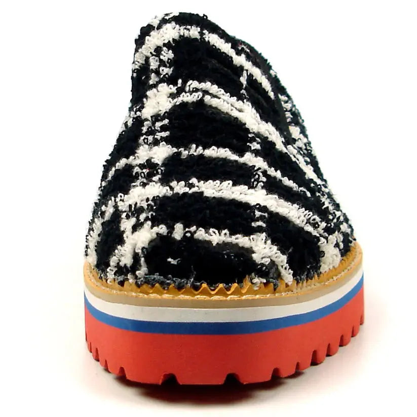 Fiesso FI-7452 Black/White Slip on Loafers