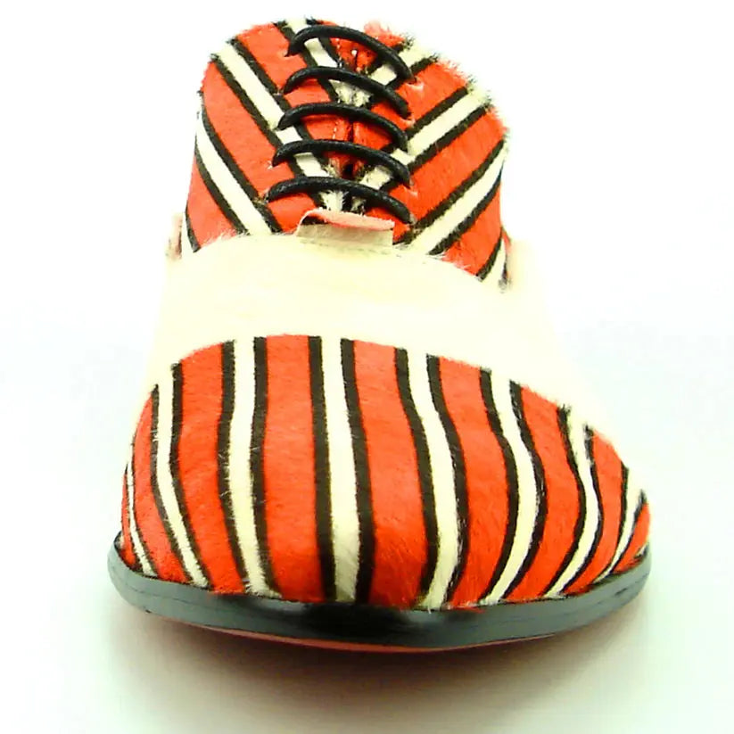 Fiesso FI-7366 Red Beige Pony Hair Oxfords