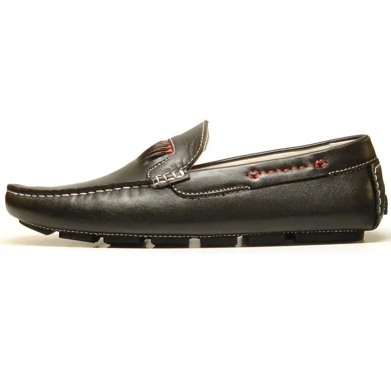Fiesso FI-3085 Black Leather Encore Loafers