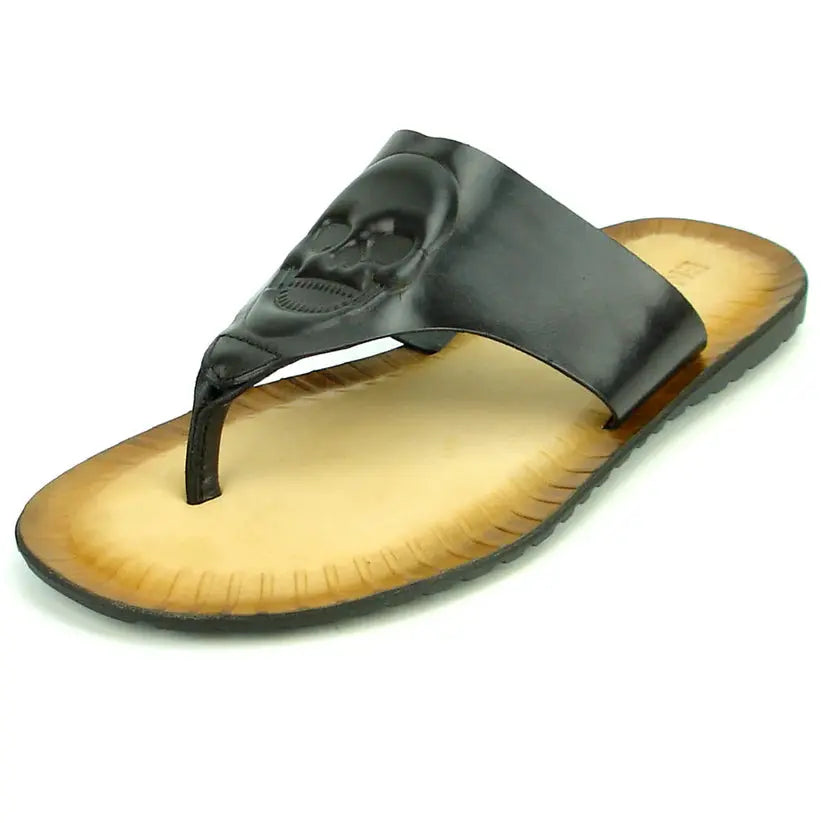 Fiesso FI-4049 Black Leather Sandals