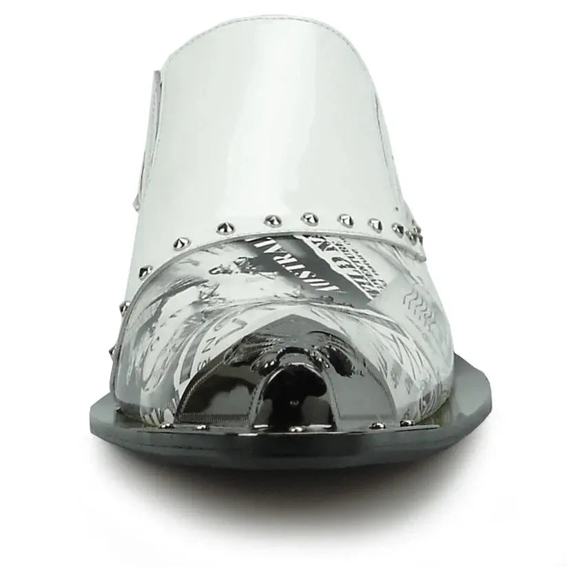 Fiesso FI-6864 Black/White Leather Slip On Loafers