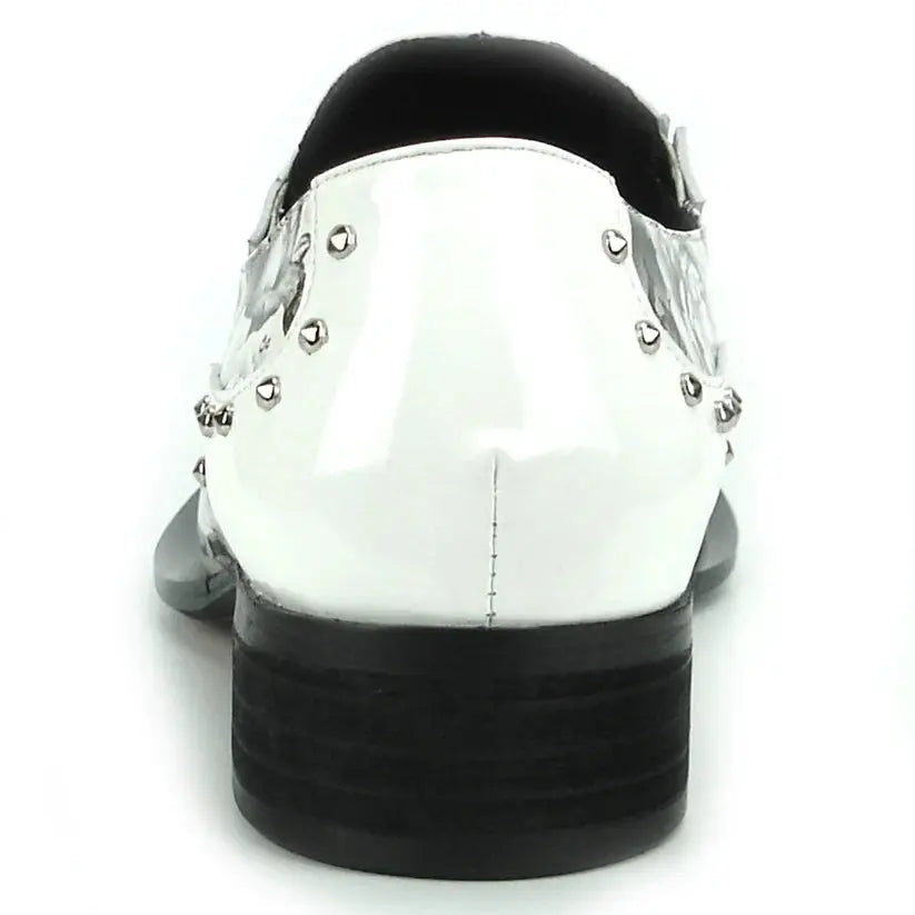 Fiesso FI-6864 Black/White Leather Slip On Loafers