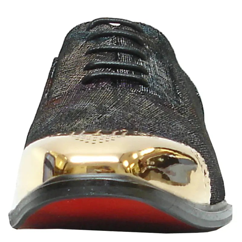 Fiesso FI-6896 Black/Multi Leather Wingtip Oxfords