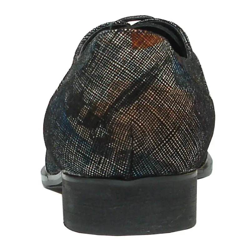 Fiesso FI-6896 Black/Multi Leather Wingtip Oxfords