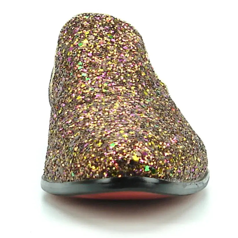 Fiesso FI-7078 Rose Glitter Slip on Loafers